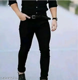 Stylish Men's black denim jeans, solid pattern, versatile wardrobe staple for contemporary fashion