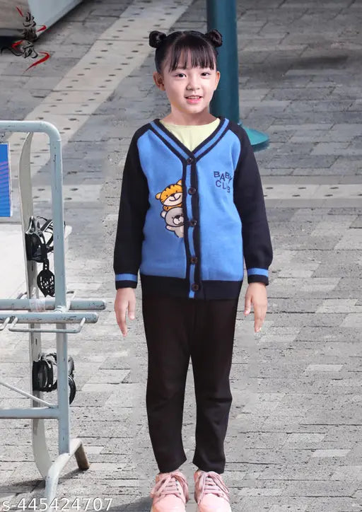 Trendy wool sweater for kids, printed net design, long sleeves, soft & cozy, 3-12 years