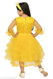 Three-quarter sleeve kids net frocks, solid pattern in various sizes (2-3 yrs - 7-8 yrs), made in India
