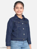 Denim dyed/washed long sleeve girls jacket & coat, 5-6 years size