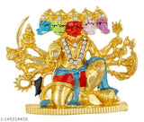 Brass oval Panchmukhi Hanuman idol, approx 6cm, 120g. Indian god statue in box