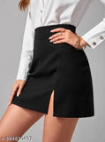 Penil Black Mini Skirt for Women - Solid polyester, versatile Western-inspired design, mid-rise, pull-on closure
