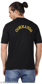 Army green half commando cotton t-shirt with short sleeves and printed pattern, size S (36in chest, 24.5in length)
