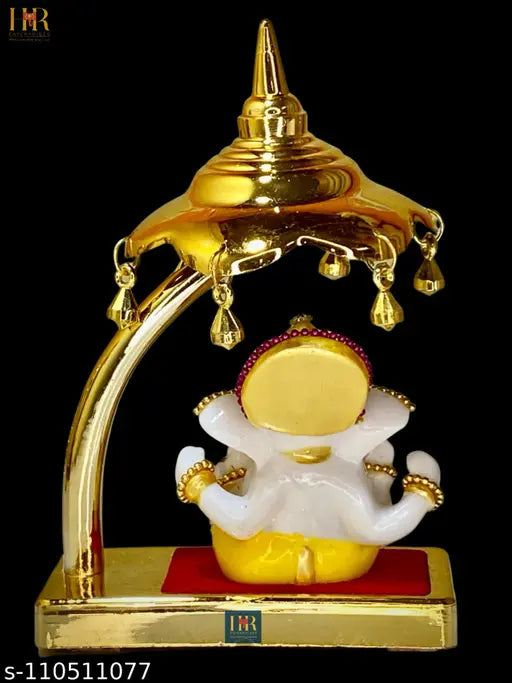 Poly resin Ganesha idol HR ENTERPRISES 106M, home decor & car dashboard showpiece, living room statue with umbrella cover