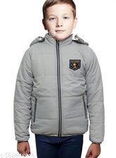 Polyester full sleeve winterwear boys jacket, solid pattern, 3-4 years, updated kid's wardrobe