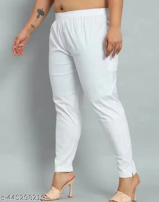 Stretchable cotton lycra pants trousers for women and girls, solid color, Indian origin