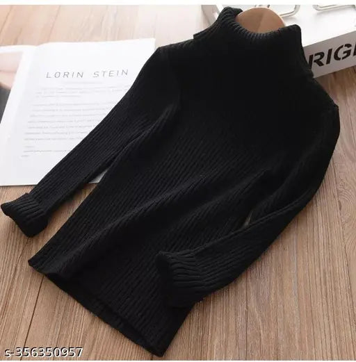 Soft wool high neck sweater, perfect for layered warmth and dressier looks. Solid pattern in sizes ranging from 0-3 months to 3-4 years, origin India