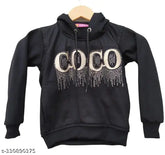 Black cotton sweatshirt for kids, printed net pattern, long sleeves, Ananta Garments loungewear