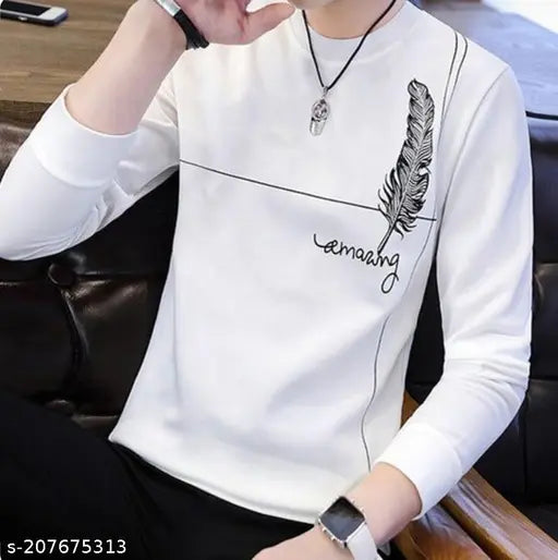 Standly cotton printed long-sleeve t-shirt - black, high-quality round neck full sleeve, suitable for vacations