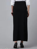 Black polyester net formal A-line long skirt for women, available in sizes 28, 30, 32, 34 inches waist and 36 inches length. Made in India