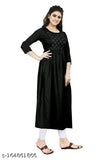 Embellished rayon Anarkali kurti for women, three-quarter sleeves, India origin