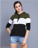 Cotton blend colorblocked casual full sleeve hoodie for women, long sleeves with TLD Fashion logo visible