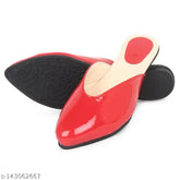 Patent leather ankle bellies mule sandals for office and party, embellished design with ankle loop, available in sizes IND-4 to IND-8 (Indian sizing)