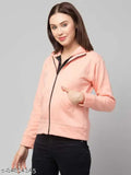 Solid peach cotton blend women's casual jacket, full sleeve, high-quality material, versatile for various occasions, Indian origin