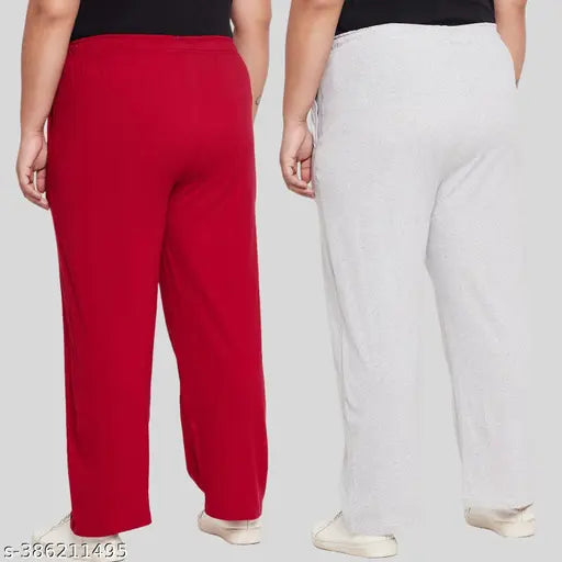 Trendy cotton plus-size pyjamas combo with relaxed fit track pants and side pockets, ideal for women's lounge wear or yoga. Cotton maxi length nightwear, available in various sizes up to 9XL. Made in India