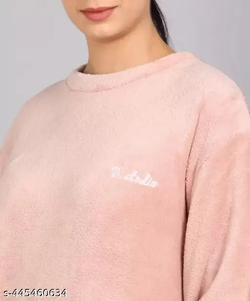 Woolen top and pyjama set, long-sleeved, soft & cozy, made in India