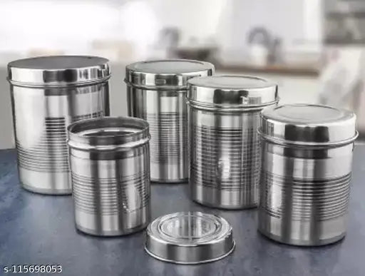 Stainless steel Tactware dabba set with airtight containers in various sizes - Indian kitchen storage solution