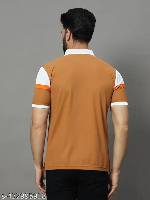 Blue and white cotton blend striped half sleeve polo t-shirt for men, classic look with denim jeans
