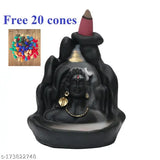 Poly resin Adi Shankara Lord Shiva Smoke Fountain, Indian-made with free 20 backflow cones