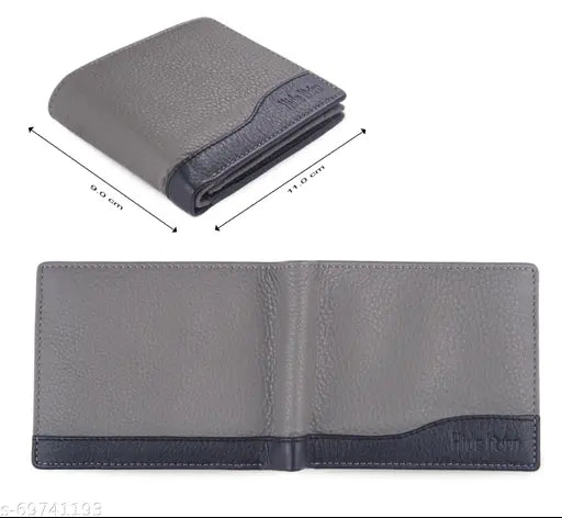 Solid leather, RFID protected bi-fold wallet for men, featuring 4 card slots, 1 ID window, cash compartments, and coin pocket - Indian designer brand