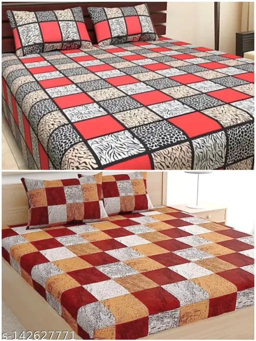 Microfiber printed bed sheets & pillow covers set, durable and soft, elegant design, ideal for summer, KHWAISH HANDLOOMS