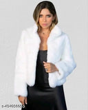 White Creezzy fur LC wool long-sleeve coat, solid white winter wear on mannequin