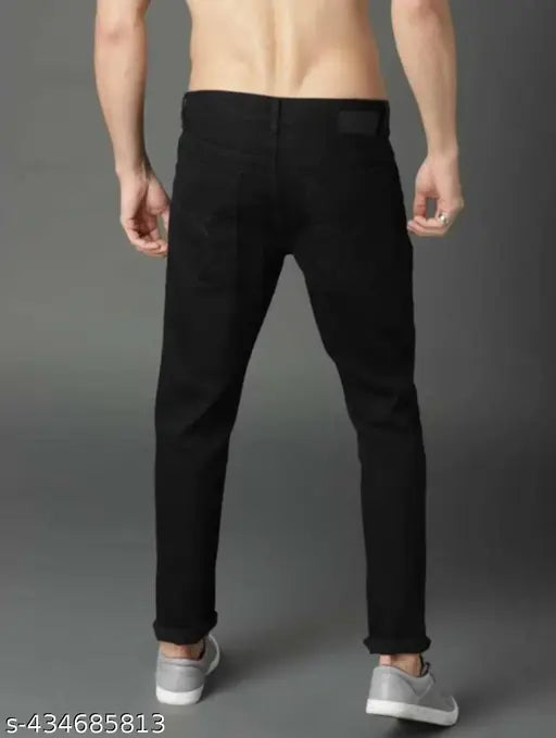 Cotton solid-colored 'man cute teddy bear jeans' - Indian denim apparel for men (size 28/30/32)