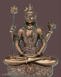 Brown & golden polyresin and bronze Shiva statue (3 inches) for pooja or living room decor