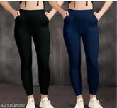 Solid cotton blend women's jeggings, Plan Poket OF-2 - versatile styling, available in sizes S to XXL