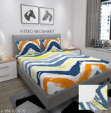 Soft cotton, elasticated, premium double bedsheet (72x78x8") with two pillow covers, multi-color. Ideal for adults and summers. Enhance your bedroom comfort with this 250 tc wrinkle-free fitted bedsheet from STEDO