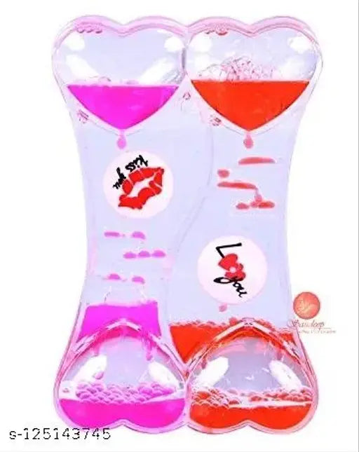 Transparent crystal double heart shape Love Meter hourglass, perfect for Valentine's Day gifts or home decor