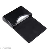 Black PU card holder, free size with 1 compartment for business cards, stylish accessory for men and women