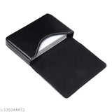Black PU card holder, free size with 1 compartment for business cards, stylish accessory for men and women