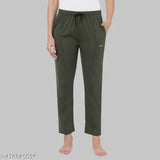 Cotton blend calf-length pyjama for women, trendy solid design with vibrant print, excellent stitching