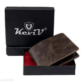 Solid leather men's wallet, Keviv Genuine, free size (11x9 cm), Indian origin