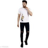 Black denim men's slim fit jeans with knee cut from PRJ IN STYLE, size 28/30/32/34/36 available