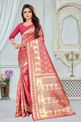 Banarasi Art Silk saree with zari woven pattern and running blouse, single free size from Gazal Fashions, India