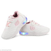 Handly Collection Pink PVC LED Velcro Kids Shoes, lightweight, breathable, durable, color-changing effect, ideal for outdoor sports, made in India (12-18 Months)