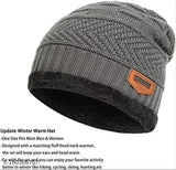Winter-ready beanie caps (2-pack) in fur pattern with neck muffler, free size, ideal for outdoor casual wear, made from acrylic, wool, and fur