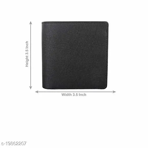 Solid faux leather Tri-fold compact wallet for men, features ID window, coin pocket, and multi-card slot. Top selling trendy gents purse for men
