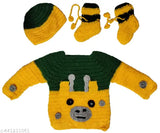 Wool self-design long-sleeved sweater for baby, 0-3 months, made in India