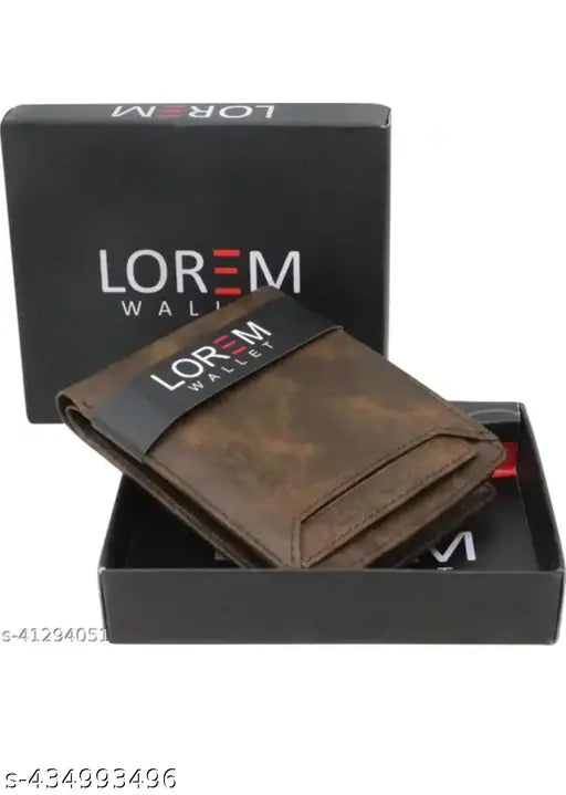 Brown Faux Leather Men's Wallet, 3 compartments for cards, solid pattern, ideal blend of casual & formal styles