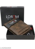 Brown Faux Leather Men's Wallet, 3 compartments for cards, solid pattern, ideal blend of casual & formal styles