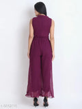 Crepe sleeveless Real Vibes jumpsuit, solid-colored women's fashion from India
