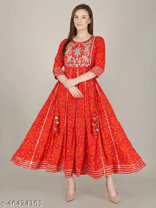 Stylish rayon kurti, embroidered three-quarter sleeve, Indian fashion garment on mannequin