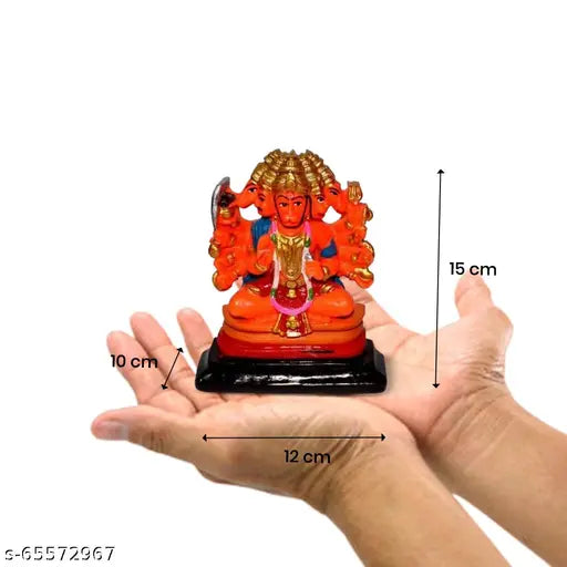 Handcrafted Panchmukhi Hanuman idol from India, intricate details showcasing Hindu deity's five faces
