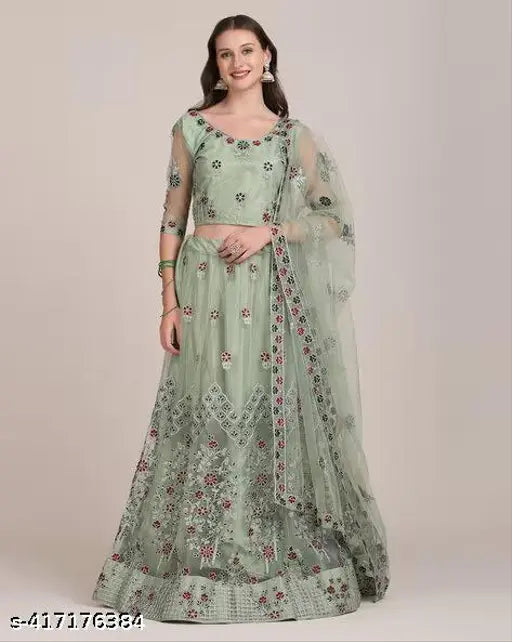 Elitevibe embroidered net bridal lehenga-choli with dupatta, Indian fashion featuring chain cording detailing