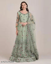 Elitevibe embroidered net bridal lehenga-choli with dupatta, Indian fashion featuring chain cording detailing