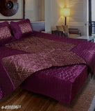 Purple satin Jaxmom luxury bedsheet set (1 bedsheet, 2 pillow covers), India-made