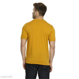 Polo Plus Men yellow logo printed half sleeve cotton T-shirt, short sleeves with chest sizes S-XXXL, made in India